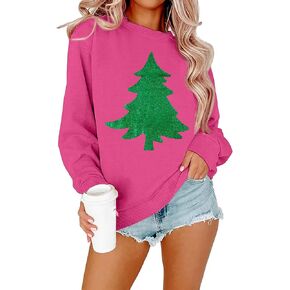 LOTUCY Christmas Sweatshirt Women Christmas Tree Sweater Xmas Graphic Tee Casual Long Sleeve Pullover Tops