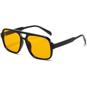 Retro Aviator Sunglasses for Women Men Trendy Classic 70s Square Green Aviator Sun Glasses Vintage Shades