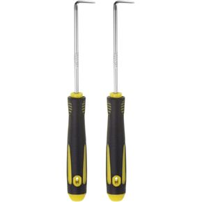 HARFINGTON 2pcs 90 Degree Picks 165mm Zinc Alloy Rubber Handle Round Automotive Pick Tool Set for Removing O Rings Small Items, Black Yellow
