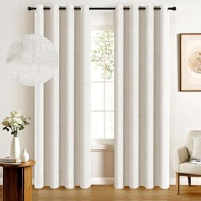 100% Blackout Shield Blackout Curtains 84 Inches Long,Linen Blackout Curtains 84 Inch Length 2 Panels Set,Thermal Insulated Blackout Curtains for Bedroom/Living Room,50" W x 84" L 2 Panels,Beige