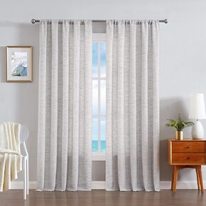 Nautica - Caspian | Extra Wide Light Filtering Textured Curtains Window Treatment Drapes Panel Pair | Set of 2 | Light Filtering Drapes | Measures 54" x 96" | Light Grey