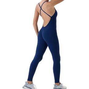 AUROLA Women Jumpsuits for Workout Yoga Gym, Seamless Strappy One Piece Padded Bra Bodysuits