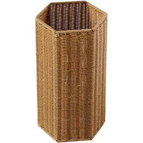 Woven Umbrella Stand for Entryway: Wicker Umbrella Holder Rattan Basket Freestanding Canes Walking Sticks Holder Umbrella Wood Base Basket Umbrella Rack Organizer