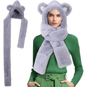 Winter Hat Scarf Gloves Set, 3-in-1 Soft Warm Knit Hat Warm Touchscreen Gloves Neck Warmer Thick Knitted Scarves for Women