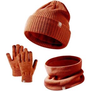 Kids Winter Beanie Hat Scarf Glove Set,Thermal Cap with Neck Warmer Gloves Hat Scarf for Girls Boys 2-8 Years Old