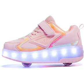 Unisex Roller Shoes Kids Sparkling Wheels Shoes Girls Light up Roller Skates Sneakers Boys Rechargeable Flashing Sneakers for Gift