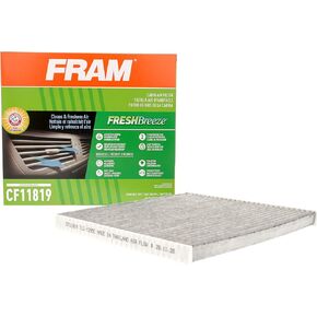 FRAM Fresh Breeze Cabin Air Filter Replacement for Car Passenger Compartment w/ Arm and Hammer Baking Soda, Easy Install, CF11819 for Select GM, Hyundai and Kia Vehicles, white