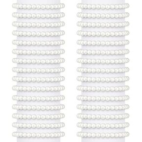 Glenmal Pearl Bracelets for Women Wedding Faux Bridal White Pearl Bracelet Bulk Elastic Stretch Bridesmaid for Party Gift