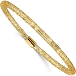 10K Yellow Gold Stretch Mesh Bracelet for Women 7.25"", AFJ-QG-10SF2746-MG
