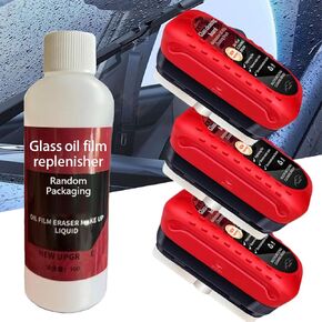 3PCS Automotive Oil Film Cleaning Brush, 2024 New Glass Cleaning Board, Anti-Rain Fog Glass Oil Film Remover for Car, Hydrophobic Glass Coating for Windshield, Improves Clarity & Visibility