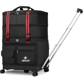 Expandable Foldable Luggage Bag with Telescoping Handle Collapsible Suitcase with Removable Universal Wheels Rolling Travel Bag for Men Women