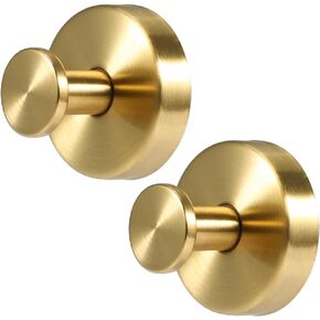Picowe Suction Cup Hooks Stainless Steel Wreath Hanger Shower Wall Storage Hook Organizer for Hanging Tower Clothes Bags Keys Hats Decorations Wreath (Golden, 2PCS)