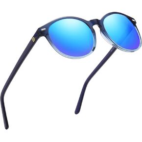 DUCO Retro Round UV400 Polarized Sunglasses for Women Men Vintage Shades Classic Acetate Trendy Fashion Sunglass DC1230 in Kuwait