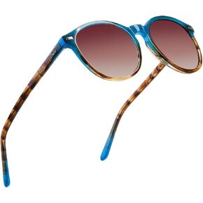 DUCO Retro Round UV400 Polarized Sunglasses for Women Men Vintage Shades Classic Acetate Trendy Fashion Sunglass DC1230