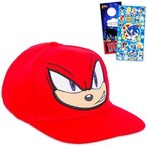 Sonic The Hedgehog Knuckles Hats for Boys 4-7 - Knuckles Baseball Cap Bundle with Knuckles Baseball Hat for Kids Plus Stickers, More Accessories Set