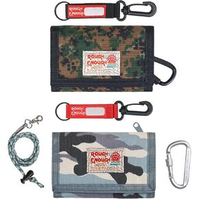 Rough Enough Kids Wallets for Boys Military Camo with Keychain Bundle Set
