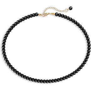 Imitation Pearl Necklaces for Women, 8MM/6MM Beaded Choker Necklace, Fake Pearl Costume Jewelry, 12 Colors, 6 MM and 8 MM Bead 2 Sizes