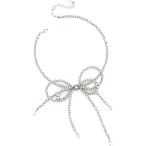Lovely Pearl Bow Necklace 14" with 3" Extender - Choice of Colors