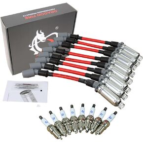 AIP Electronics Dragon FIRE Performance Stage 1 Ignition Kit Iridium Spark Plugs and 10mm Spark Plug Wires Compatible with 2014-2021 Chevy Cadillac GMC LT LT2 LT4 LT5 L83 L86 L8T V8 OEM Fit Kit-1233