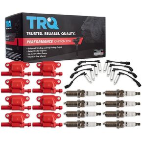 TRQ Ignition Kit Ignition Coil Spark Plugs Spark Plugs Wire Set Compatible with 04-08 Buick 05-08 Chevrolet GMC 08 Hummer 06 Isuzu Pontiac Saab