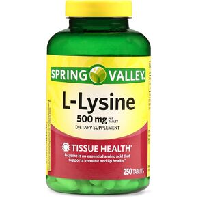 L-Lysine 500mg 250 Tablets – Essential Lysine Supplement for Immune System Support, Skin, Lip, and Tissue Health, Lysin, Lisina, Gluten-Free L Lysine 500 Mg for Daily Wellness