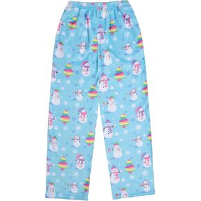 iscream Big Girls Silky Soft Plush Fun Print Fleece Pants - Cozy Holiday Collection