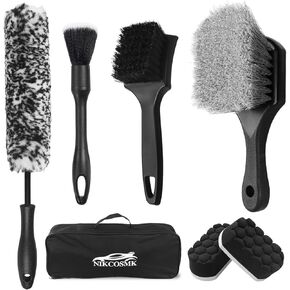 Wheel Brush, Tire Brush, Wheel Cleaner Brush, Soft-bristled Rim Cleaner Brush, Tire Shine Applicator Pad, Car Detailing Brushes, Car Wheel Brush Kit, Wheel Brushes for Cleaning Wheels,Tires - 7Pcs