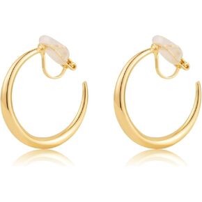 LAXPICOL Chunky Gold/Silver/Rose-gold Hoop Earrings Clip On Earrings For Women No-piercing