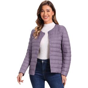 Allegra K Women's Puffer Jacket Lightweight Button Down Packable Long Sleeve Coat