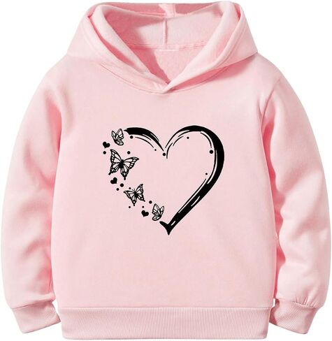SOLY HUX Girl's Graphic Hoodies Butterfly Heart Print Long Sleeve Pullover Sweatshirt in Saudi Arabia