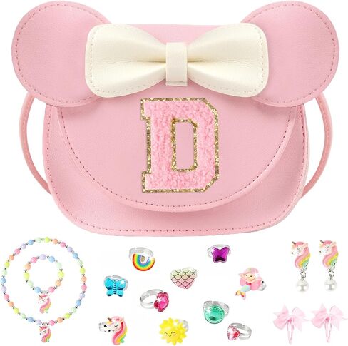 Little Girl Purse Gifts with Unicorn Costume Jewelry, 18PCS Birthday Gift Toys for Girls Kids Toddler, Initial Purses, Necklace, Bracelet, Adjustable Rings, Clip On Earrings, Hair Clips in Saudi Arabia