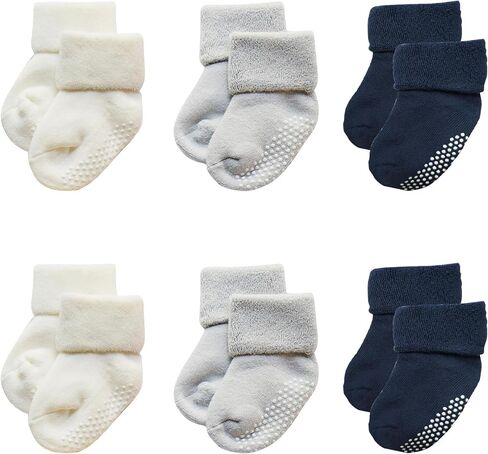 Toddler Non Slip Socks with Grips Baby Socks for Kids Girls Boys Baby Cotton Ankle Crew Socks with Grippers in Kuwait