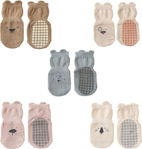 Toddler Non Slip Socks with Grips Baby Socks for Kids Girls Boys Baby Cotton Ankle Crew Socks with Grippers in Kuwait