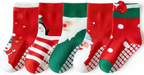 Toddler Non Slip Socks with Grips Baby Socks for Kids Girls Boys Baby Cotton Ankle Crew Socks with Grippers in Kuwait