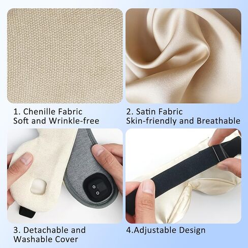 قناع العين المسخن للعيون الجافة، ضغط العين الدافئ اللاسلكي مع 4 مستويات للحرارة، توقيت 4 مستويات، قابل لإعادة الشحن 1000 مللي أمبير في الساعة، التهاب الجفن، الأنماط، غطاء قابل للغسل، السفر، هدايا للعائلة (أخضر) in Kuwait