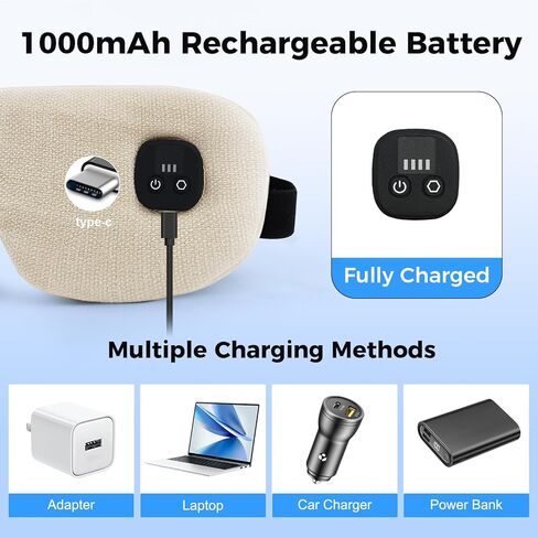 قناع العين المسخن للعيون الجافة، ضغط العين الدافئ اللاسلكي مع 4 مستويات للحرارة، توقيت 4 مستويات، قابل لإعادة الشحن 1000 مللي أمبير في الساعة، التهاب الجفن، الأنماط، غطاء قابل للغسل، السفر، هدايا للعائلة (أخضر) in Kuwait