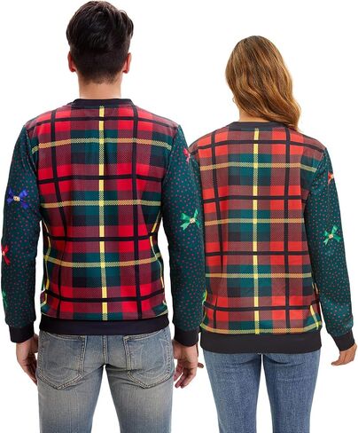 Ugly Christmas Sweater Women Men Novelty 3D Funny Pullover Crewneck Sweatshirt with Santa Hat for Party in Saudi Arabia