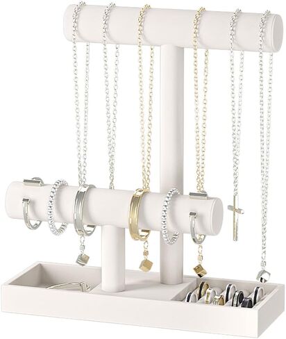 Bracelet and Necklace Holder,Velvet Jewelry Necklace Display Organizer Stand,bracelet Holder for Selling,Bracelet and Necklace Storage Tree (Style 2（Beige）) in Kuwait