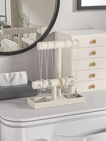 Bracelet and Necklace Holder,Velvet Jewelry Necklace Display Organizer Stand,bracelet Holder for Selling,Bracelet and Necklace Storage Tree (Style 2（Beige）) in Kuwait