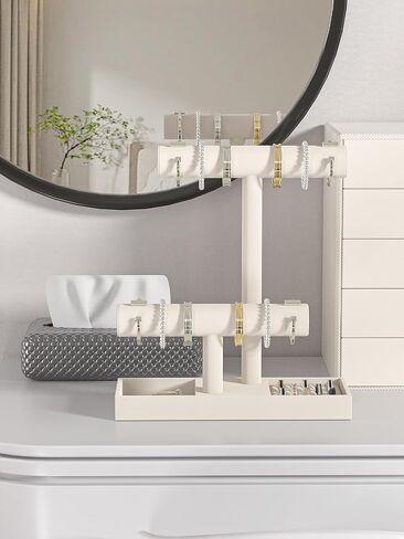 Bracelet and Necklace Holder,Velvet Jewelry Necklace Display Organizer Stand,bracelet Holder for Selling,Bracelet and Necklace Storage Tree (Style 2（Beige）) in Kuwait