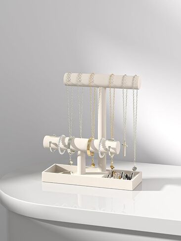 Bracelet and Necklace Holder,Velvet Jewelry Necklace Display Organizer Stand,bracelet Holder for Selling,Bracelet and Necklace Storage Tree (Style 2（Beige）) in Kuwait