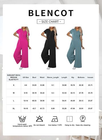 BLENCOT Casual Striped Short Sleeve Jumpsuits Rib Knit Wide Leg Romper Comfy Button Down Rompers in Saudi Arabia