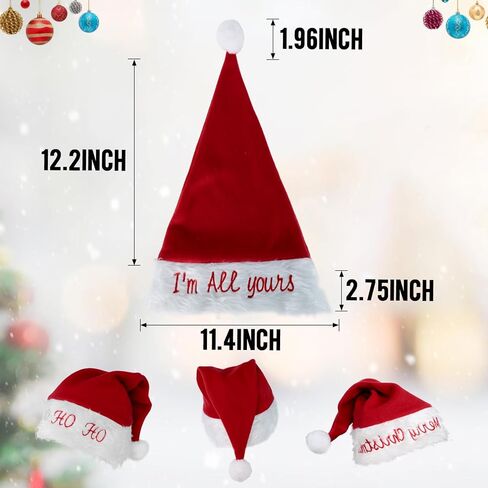 Christmas Hat for Adult Teen, Unisex Red Velvet Comfort Santa Hat with Extra Thick Fur for Xmas Party Celebrations in Saudi Arabia