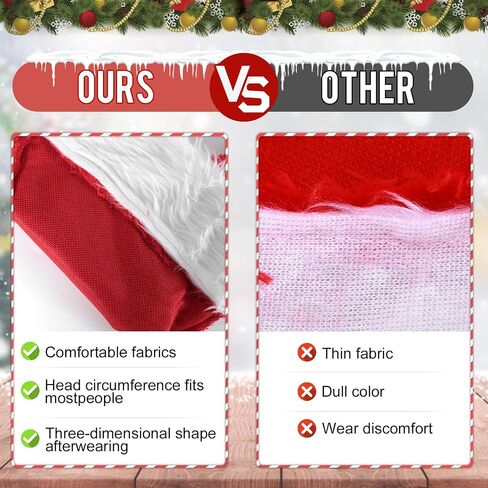 Christmas Hat for Adult Teen, Unisex Red Velvet Comfort Santa Hat with Extra Thick Fur for Xmas Party Celebrations in Saudi Arabia
