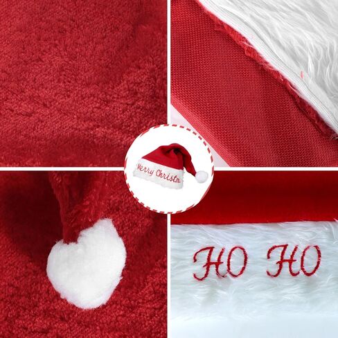 Christmas Hat for Adult Teen, Unisex Red Velvet Comfort Santa Hat with Extra Thick Fur for Xmas Party Celebrations in Saudi Arabia