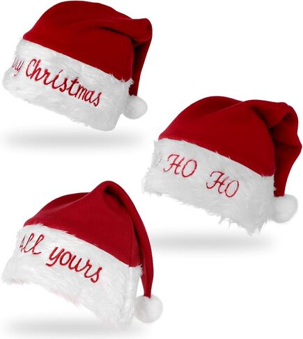 Christmas Hat for Adult Teen, Unisex Red Velvet Comfort Santa Hat with Extra Thick Fur for Xmas Party Celebrations in Saudi Arabia