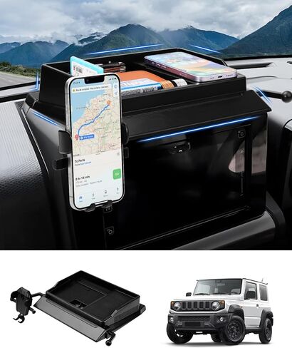 حامل هاتف Autorder جبل لسوزوكي جيمي 2019 2020 2021 2022 2023 2024 2025 JB64 JB74 ملحقات وحدة التحكم المركزية منظم لوحة القيادة مع حامل الهاتف مع حصيرة مضادة للانزلاق in Kuwait
