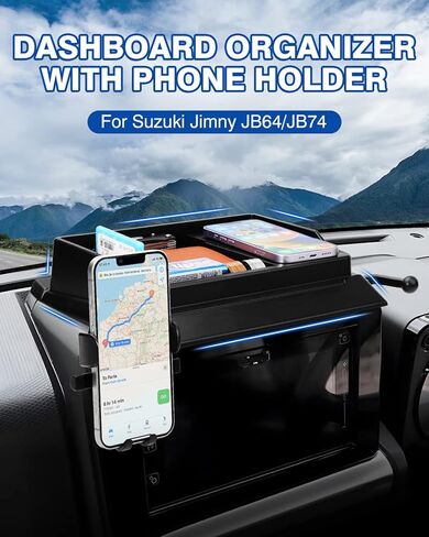 حامل هاتف Autorder جبل لسوزوكي جيمي 2019 2020 2021 2022 2023 2024 2025 JB64 JB74 ملحقات وحدة التحكم المركزية منظم لوحة القيادة مع حامل الهاتف مع حصيرة مضادة للانزلاق in Kuwait
