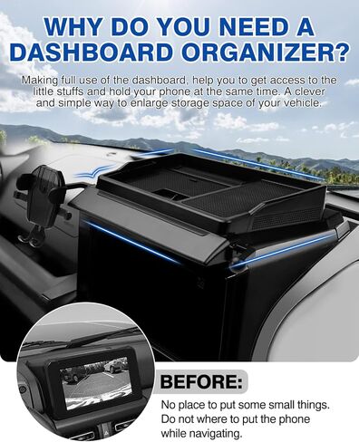 حامل هاتف Autorder جبل لسوزوكي جيمي 2019 2020 2021 2022 2023 2024 2025 JB64 JB74 ملحقات وحدة التحكم المركزية منظم لوحة القيادة مع حامل الهاتف مع حصيرة مضادة للانزلاق in Kuwait