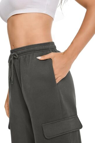 Womens Cargo Sweatpants Fleece Lined Straight Leg Drawstring Sweat Pants Workout Joggers with 4 Pockets 31‘’ Inseam in Saudi Arabia